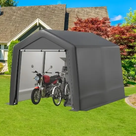 Outdoor Storage Shed, Portable Carport Shelter with Lockable Zipper Door, Durable Garage Tent for Motorcycles, Bikes & Tools, Features Roof Vents image {3}