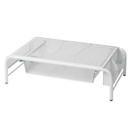 Mind Reader Mesh Monitor Stand with Drawer White image {4}