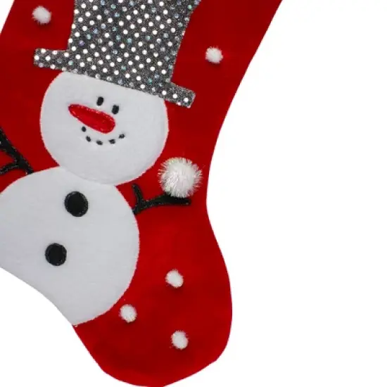 Northlight 20.5" Red and White Snowman Embroidered Christmas Stocking with Sequined Cuff image {2}