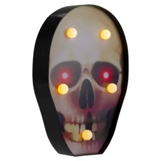 Northlight Lighted Skull Halloween Decoration - 7" - Warm White Lights - Black and Red image {2}