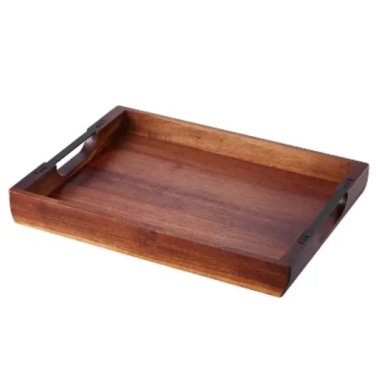 VEVOR Wood Serving Tray, Acacia Wooden Tray Board with Handles, Decorative Rustic Serving Trays Platter, Walnut Wood Color image {8}