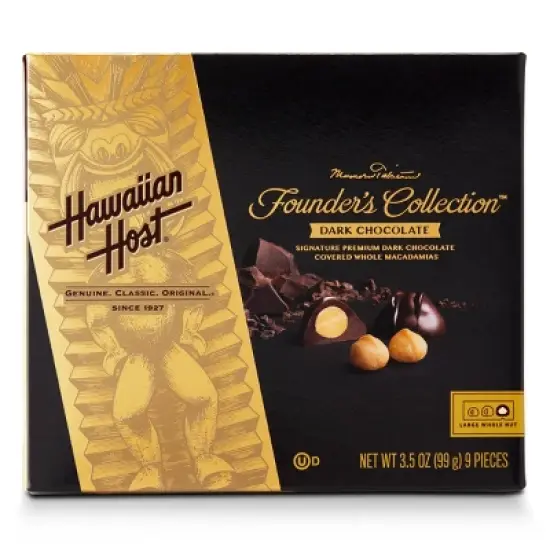 Hawaiian Host Dark Chocolate Whole Macadamias 3.5 oz image {1}