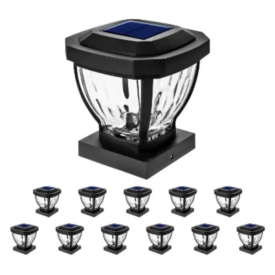 Home Zone Security&reg; 12-Pack Decorative LED Solar Post Cap Lights for 3.5 in. x 3.5 in. Posts, Black image {11}