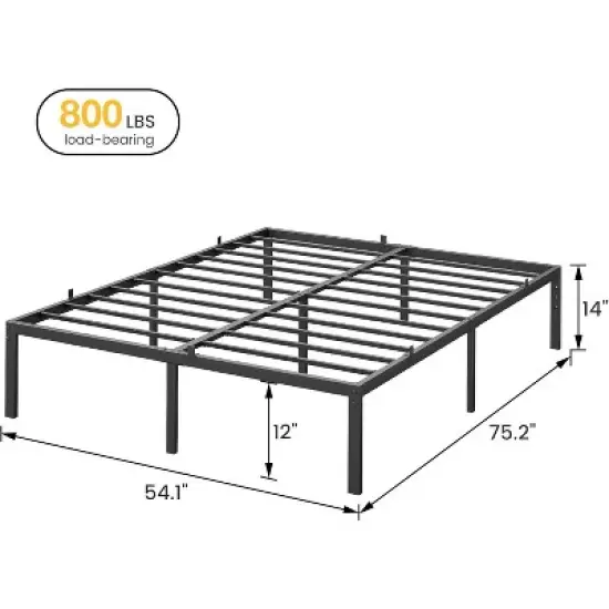 Metal Bed Frame Heavy Duty Platform Base with Noise-Free Grid Support No Box Spring Needed, Tool Free Assembly & Underbed Storage Space image {1}