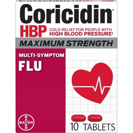 Coricidin HBP Max Strength Flu Tablet, 10 Count image {5}