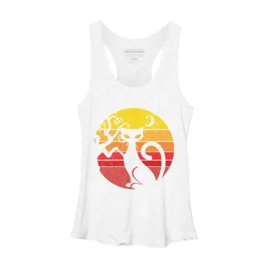 Women's Design By Humans Black Cat Halloween Costume Scary Vintage Cats By TaiHan Racerback Tank Top image {8}