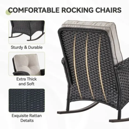 Gymojoy Outdoor Sofa Rocking Chair Side Table with Ottomans Patio Funiture image {5}
