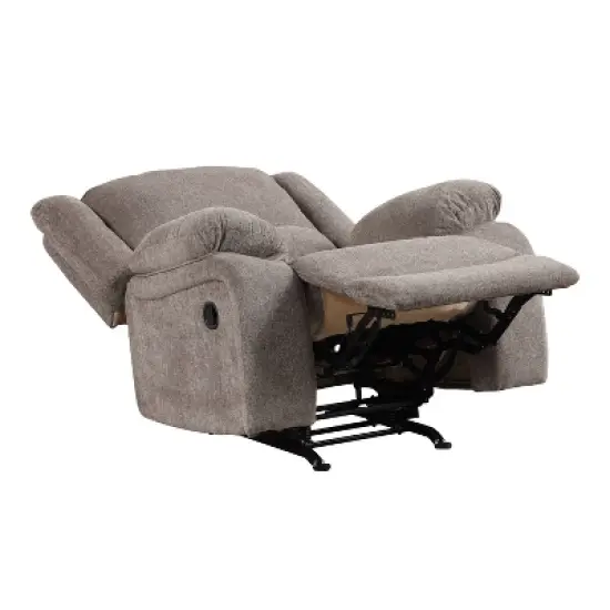 miBasics Dancerain Transitional Upholstered Chenille Manual Recliner Chair Mocha: Gliding Function, Pillow Top Arms image {2}