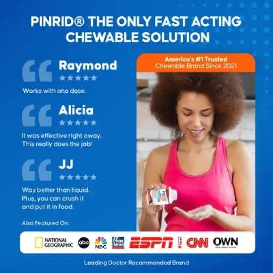 Pin-Rid | Pinworm Treatment | Pyrantel Pamoate 250 mg  12 Chewable Tablets | Family Size image {5}