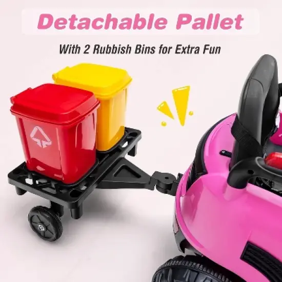 Costway Ride on Car 12V 2 in 1 Kids Street Sweeper Truck Electric Vehicle with Remote Control image {4}