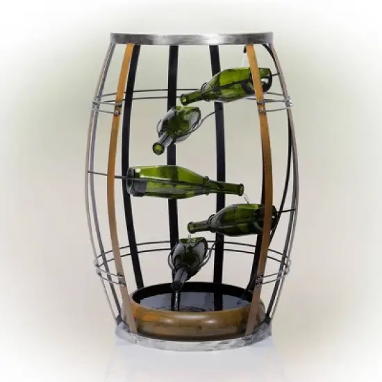 31" Metal Fountain with Tiered Glass Bottles Brown - Alpine Corporation image {2}