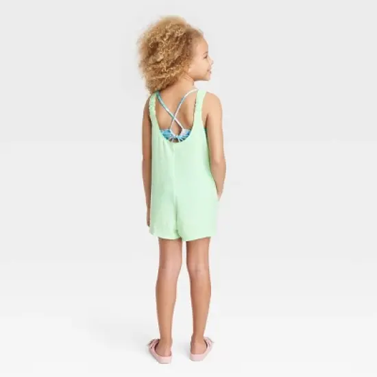 Girls' Solid Cover Up Romper - art class&trade; Green image {1}