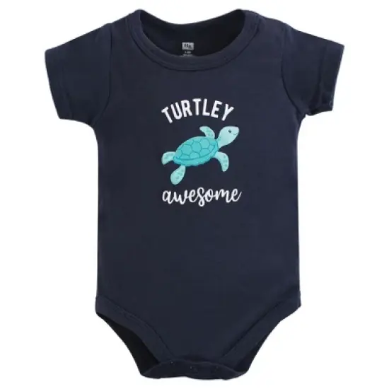 Hudson Baby Infant Boy Cotton Bodysuit, Shorts and Shoe Set, Sea Turtle image {2}