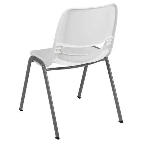 Emma and Oliver White Ergonomic Shell Student Stack Chair - Classroom Chair / Office Guest Chair image {10}