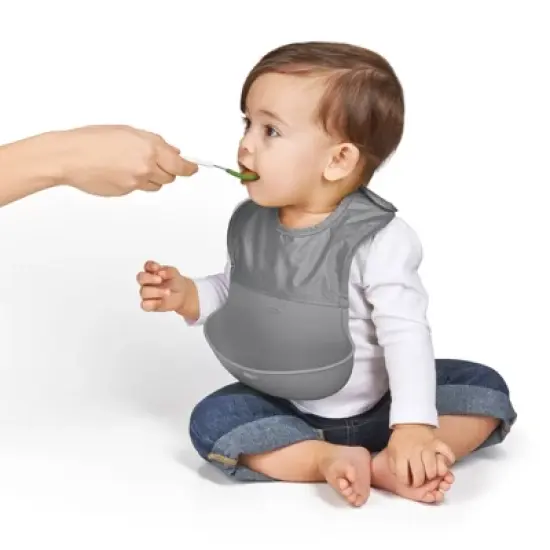 OXO Tot Roll Up Bib - 2pk - Gray/Navy image {4}