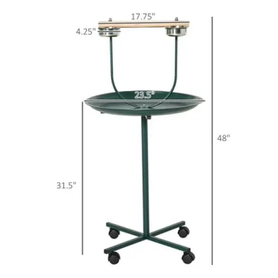 Resenkos 48" Rolling T-Stand Bird Training Activity Playground With Perch Green image {1}