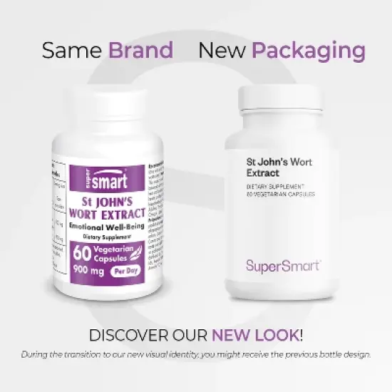 SuperSmart St John's Wort Extract 900mg per Day - High Purity 0.3% Hypericin Supplement | Non-GMO & Gluten Free - 60 Vegetarian Capsules image {1}