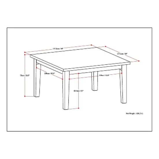 54"x54" Colburn Solid Hardwood Square Dining Table Java Brown - WyndenHall image {6}