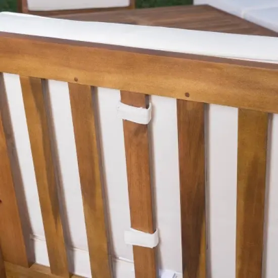 Perla 9pc Acacia Wood Patio Conversation Set - Teak/Cream - Christopher Knight Home image {2}