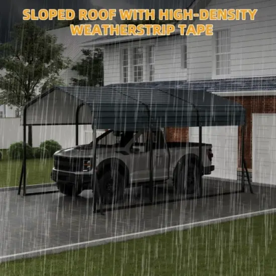 10'x15' Heavy Duty Metal Carport - Galvanized Steel Roof with 100MPH Wind Rating, 35PSF Snow Load for Trucks, Tractors, Boats image {6}