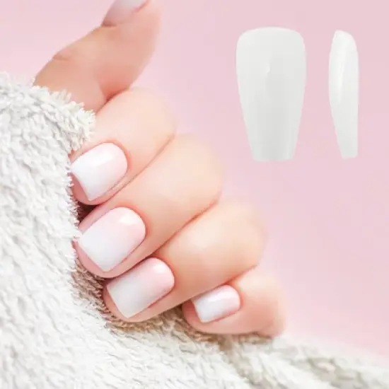 Unique Bargains Women's Full Coverage Fake Nails M Gray White 1 Pc image {3}