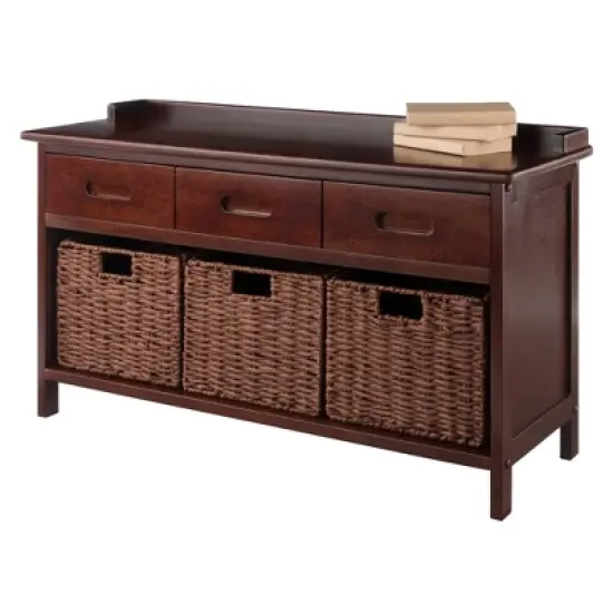 4pc Adriana Storage Bench with Baskets Walnut - Winsome image {12}