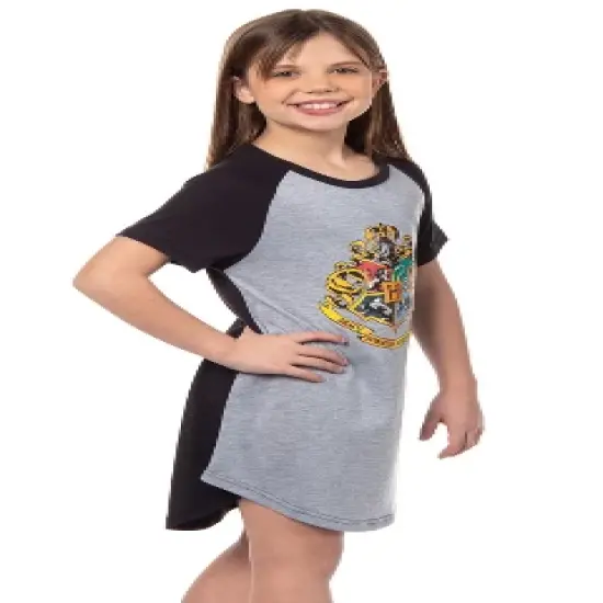 Harry Potter Girls' Wizarding World Hogwarts Crest Sleep Pajama Nightgown Grey image {3}