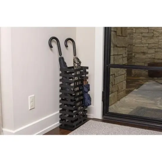 BirdRock Home Umbrella Holder Stand with Removable Water Tray - Line Design - Black image {1}