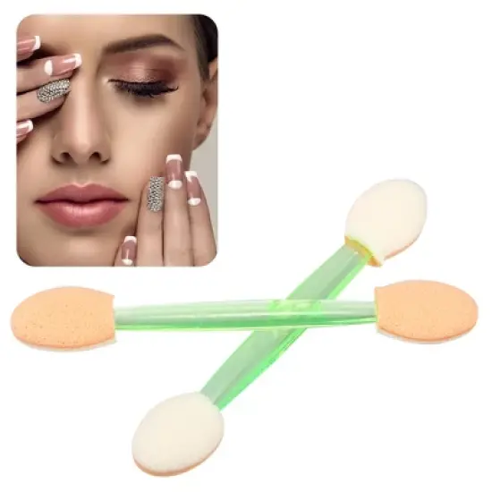 Unique Bargains Short Sponge Dual Sides EyeShadow Makeup Applicators Brushes Green White 25 PCS image {1}