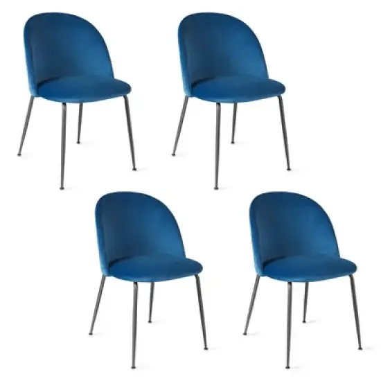 Tangkula Dining Chair Set of 4 Upholstered Velvet Chair Set w/ Metal Base for Living Room image {9}
