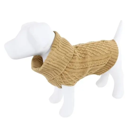 Luvable Friends Dogs and Cats Cableknit Pet Sweater, Camel image {5}