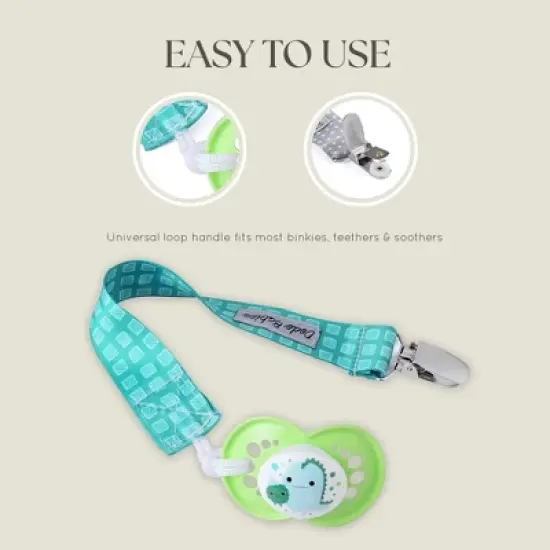Dodo Babies Pacifier Clip Set - Four Clips Plus Binky Case - Universal Holder Fits Most Paci Brands, Teether Toys and Car Seats image {3}