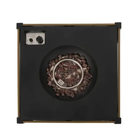 Archie Outdoor Square Fire Pit - Brown - Christopher Knight Home image {6}