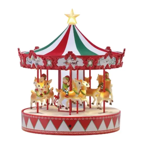 Mr. Christmas 14" Animated Vintage LED Carousel Musical Christmas Decoration image {1}