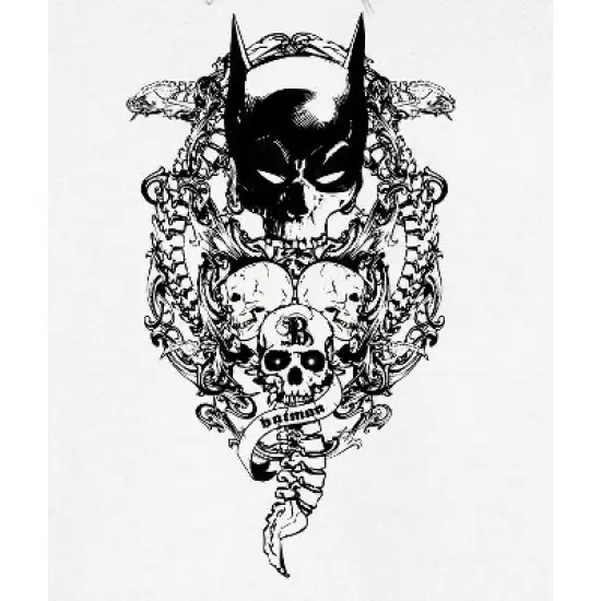 Batman Bat Mask And Three Skulls Men's White Graphic Hoodie image {1}