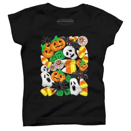 Girl's Design By Humans Halloween Spooky Candies Party By BluedarkArt T-Shirt image {3}