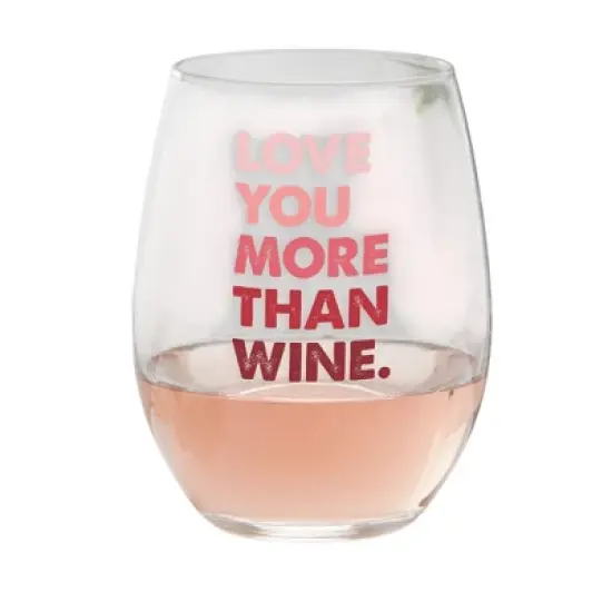 Personalization Mall Love You More Than Wine Stemless Wine Glass image {2}