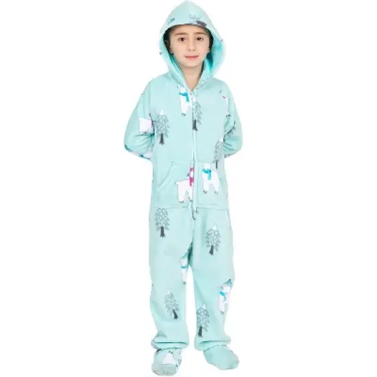 Footed Pajamas - Winter Llamas Kids Hoodie Chenille Onesie image {2}