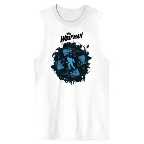 Universal Monsters Wolfman Forest Crew Neck Sleeveless White Men's Tank Top image {2}