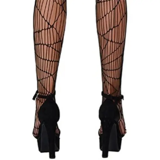 Clotth Womens Spooky Halloween Novelty Tights - Fishnet Goth Pantyhose, Spider Web High Waist Thigh Pantyhose, Halloween Costume - One Size Fits Most image {3}