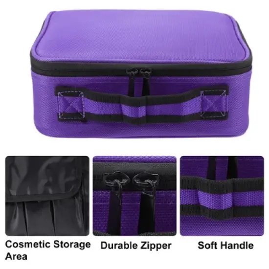 Unique Bargains Makeup Bag Organizer with Adjustable Removable Dividers for Cosmetics Makeup Brushes 1Pcs image {2}