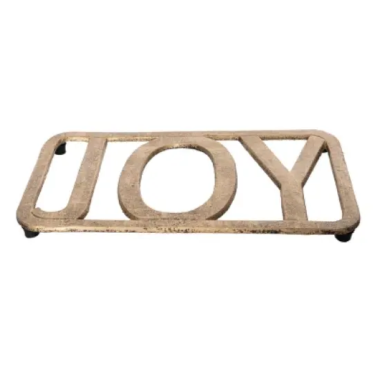 Transpac Gold Metal Trivet Joy Christmas Tabletop Decor Stylish Functional Gift for Holiday Table Decor image {1}