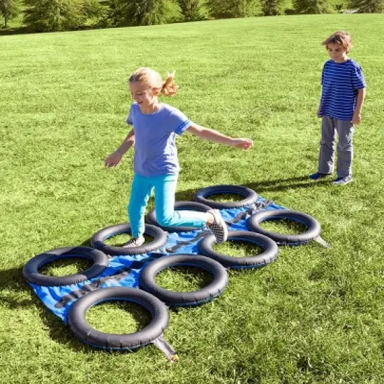 HearthSong Inflatable Tire Run with Sprinkler for Kids, For Use With or Without Water image {3}