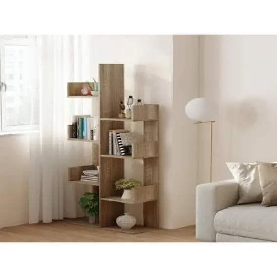 Year Color Rustic Wood Freestanding Industrial Bookshelf for Storage in Bedroom, Living Room, and Office image {5}