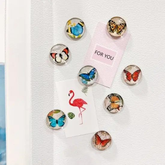 Wrapables Crystal Glass Magnets, Refrigerator Magnets for Office Whiteboards, Cabinets, Lockers (Set of 12), Butterflies image {6}