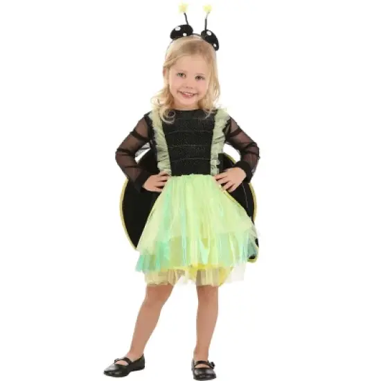 HalloweenCostumes.com Toddler Firefly Halloween Costume | Girl's Bug Costume with Glitter Wings & Antennae image {7}