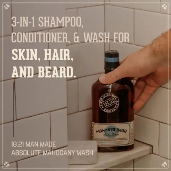 18.21 Man Made Absolute Mahogany 3-in-1 Mens Shampoo, Conditioner + Body Wash, 18 oz image {1}