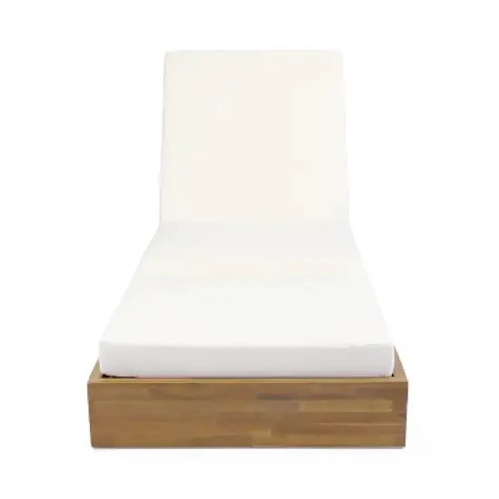 Christopher Knight Home Mira Outdoor Adjustable Acacia Wood Chaise Lounge with Cushion (Set of 2) image {3}