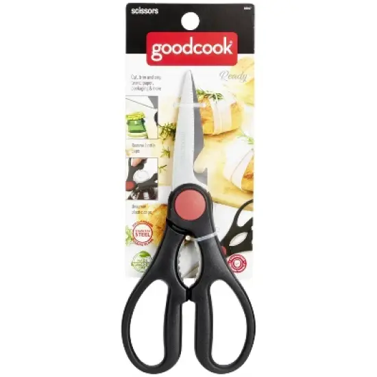 GoodCook Ready Utility Kitchen Shears: Stainless Steel & Plastic, Hand Wash, Kitchen Gadgets, Black & Red image {5}