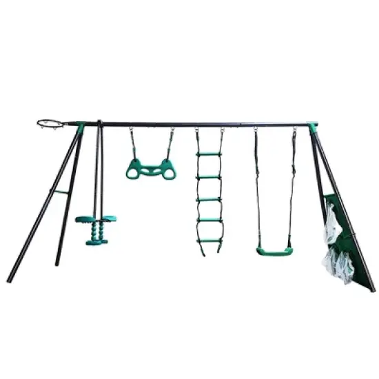 Yinvani Blackish Green 4pcs Playground Swing Set For Age 3+ image {9}